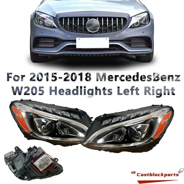 2015-2018 Mercedes C-Class W205 C300 LED Headlight Left+Right Side Assembly