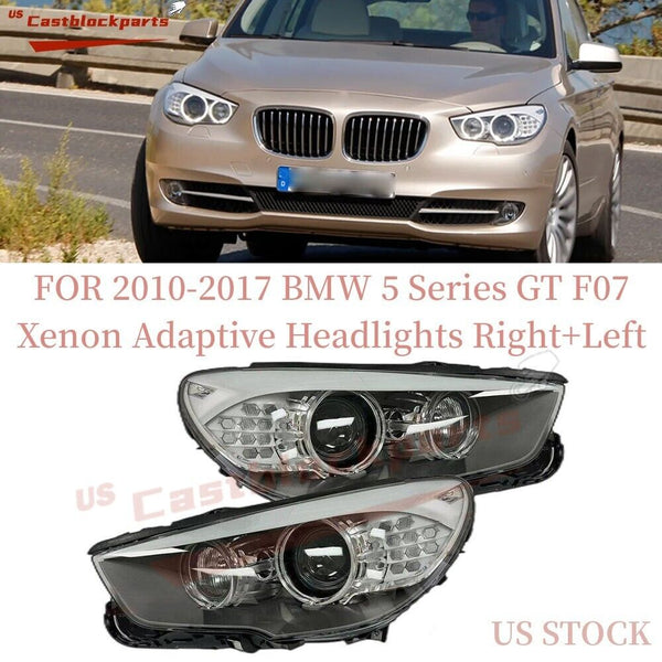 For 2010-17 BMW 5 Series GT 535i 550i F07 Xenon Adaptive Headlights AFS Pair L+R