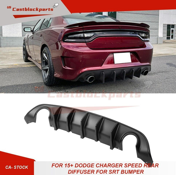 Fits 2015+ Dodge Charger Matte Black Speed Rear diffuser For SRT Bumper