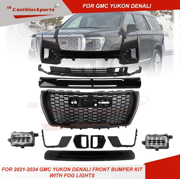 For 2021 2022 2023 2024 GMC Yukon Denali Front Bumper Kit Assembly w/ Fog Light