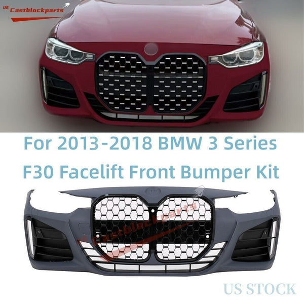 F30 F31 Facelift Front Bumper Cover Kit Grille For 2013 2014-2018 BMW 3 Series