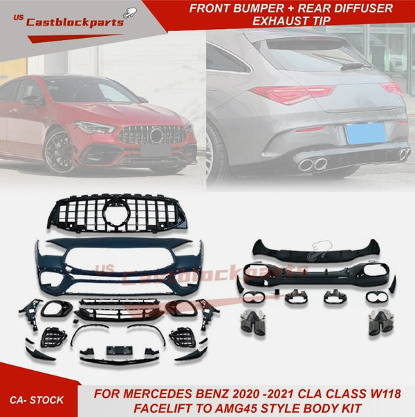 Facelift CLA AMG45 Front Rear Bumper For 2020-2021 Mercedes Benz CLA Class W118