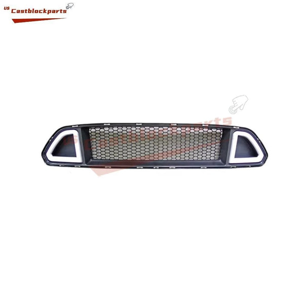 Fits 15-17 Ford Mustang  Front Bumper Hood Upper Mesh Grille With LED Lights