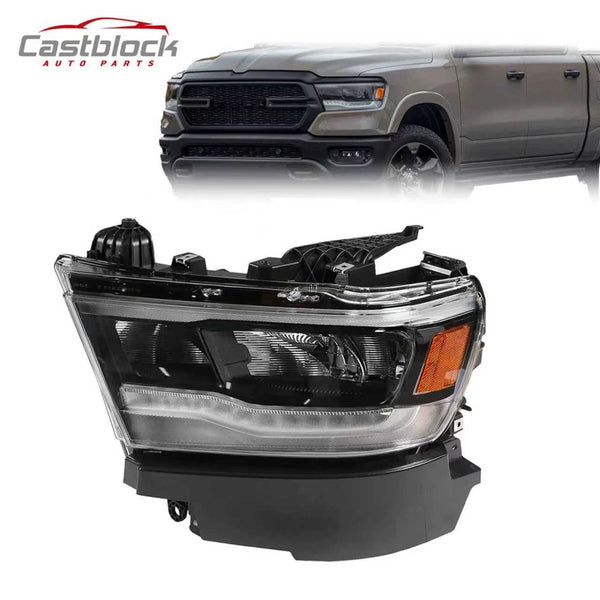 For 2019-2023 Dodge RAM 1500 Black LED w/DRL Headlight Left Driver Side