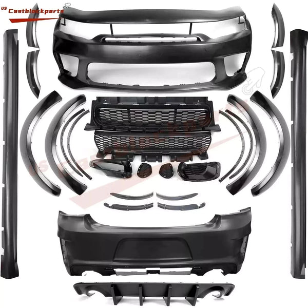 Fit 2015-2023 Dodge Charger Widebody Kit Front+Rear Bumper+Rear Window Louvers