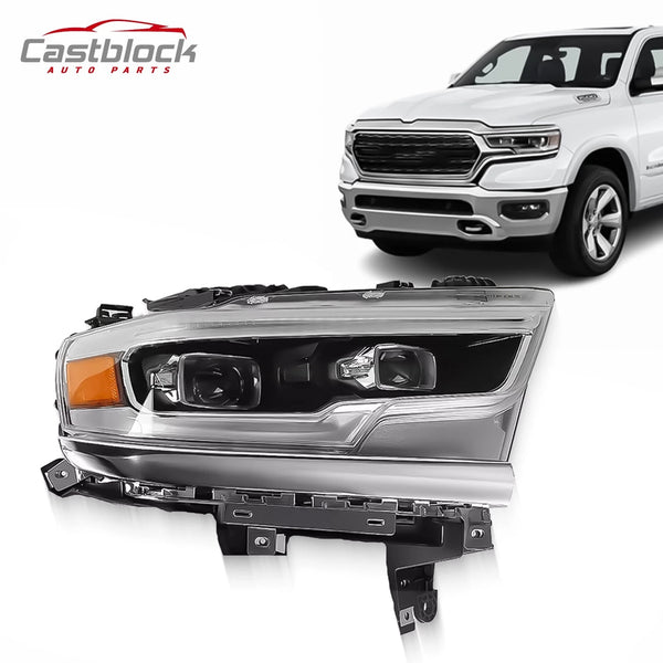 For 2019-2023 Dodge Ram 1500 Headlight Premium Type LED Chrome Lamps Passenger