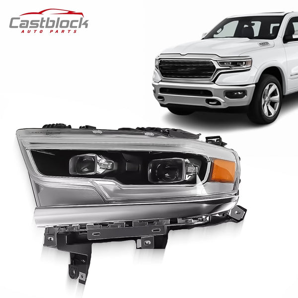For 2019-2023 Dodge Ram 1500 Headlight Premium Type LED Chrome Lamp Driver Side