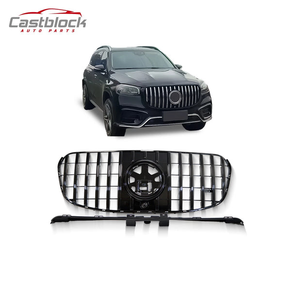 For 2024 Mercedes GLS Class X167 SUV LCI ABS Gloss Chrome Front Grille GT Style