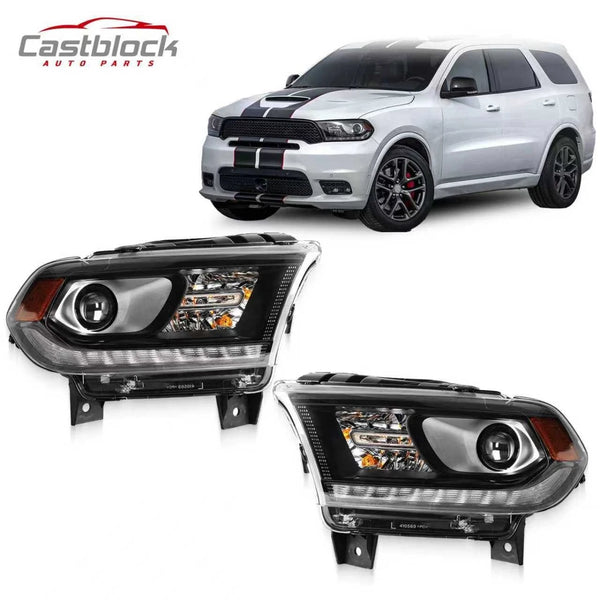 1Pair For Dodge Durango 2016-2020 Black Front Headlamp Headlight HID Left+Right