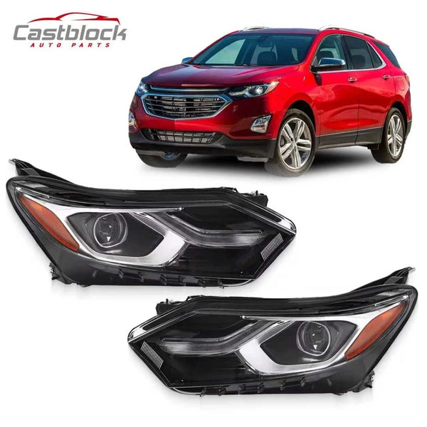 Halogen Headlight Replacement For 2018-2021 Chevy Equinox LH+RH Headlamp w/ LED