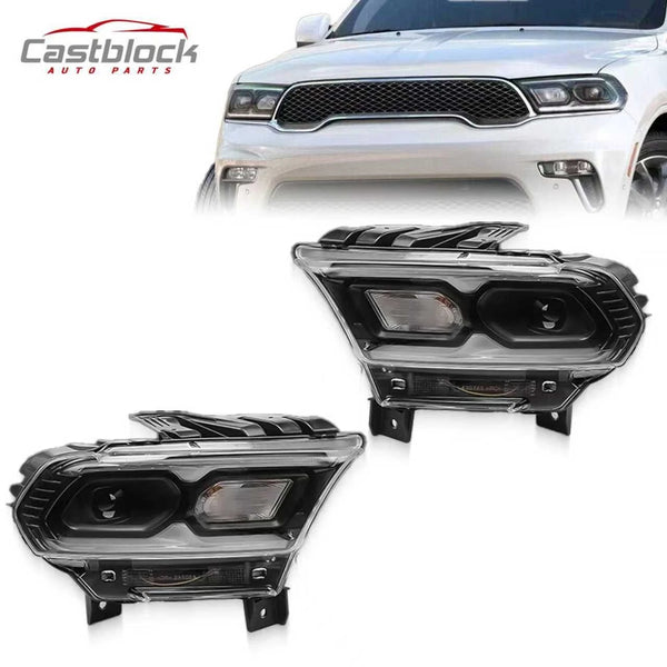 For 2021-2023 Dodge Durango Black LED Headlights Headlamps Driver&Passenger Side